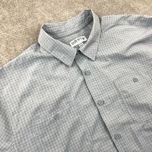 Orvis Woven Tech Shirt Mens 2XL Gray UPF 30 Relaxed Fit Quick Dry Button Up